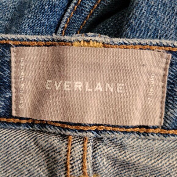 Everlane Jeans Size 27 Blue O-S Boyfriend Ripped Distressed Button Fly - Picture 12 of 14